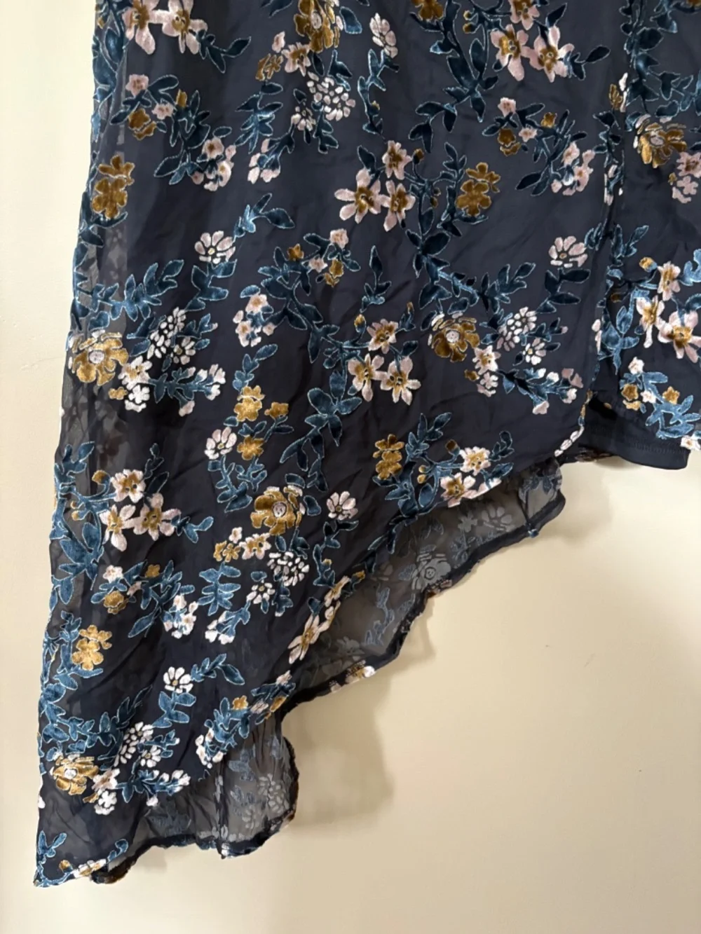 Lulus Evenings with You Dark Teal Floral Velvet Asymmetrical Dress XL Whimsigoth - Picture 3 of 11